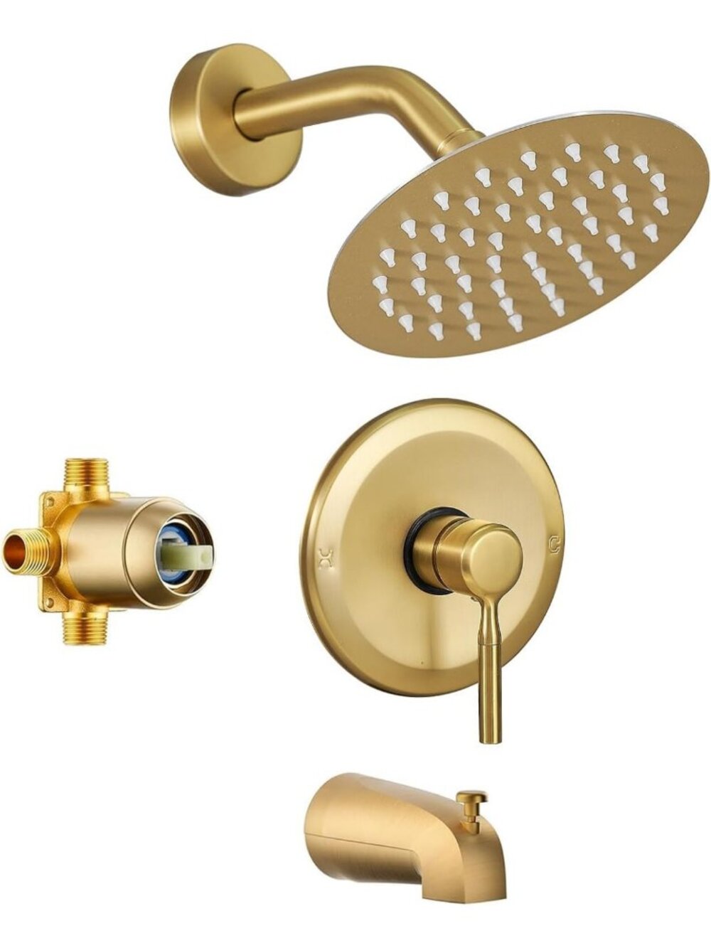 Tub Shower Faucet Set (Valve Included) with 6-Inch Rain Shower Head and Tub